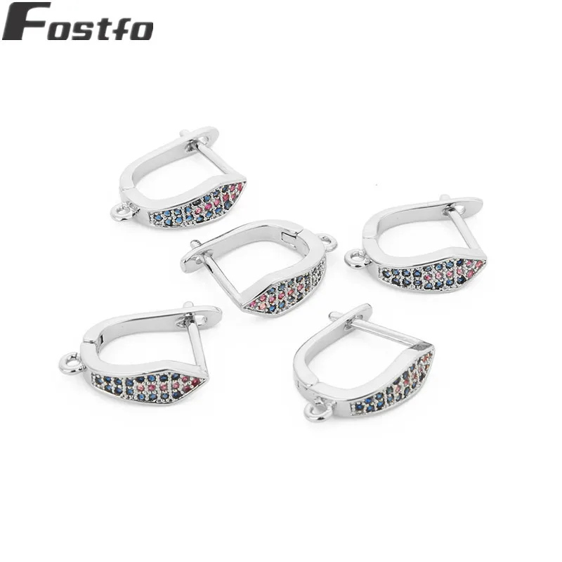 Серьги Крючки Fostfo 2 шт. 1 5*1 9 см золотого и серебряного цвета с кристаллами для