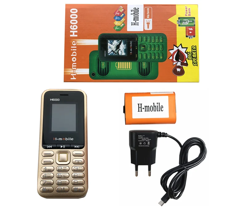 Real 4400 mAh Powerbank teléfono móvil 4 Tarjeta Sim Bluetooth MP3 Radio FM teclado 1,8 pulgadas teléfono móvil H6000 Idioma Ruso Real 4400 mAh Powerbank teléfono móvil 4 Tarjeta Sim Bluetooth MP3 Radio FM teclado 1,8 pulgadas teléfono móvil H6000 Idioma Ruso