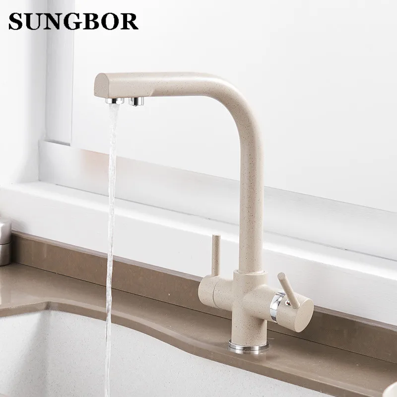 Kitchen Faucets Black 3 Way Water Filter Taps Dual Handle Chrome Brass Crane High Arch Swivel Purifier Filtration Tap CF-0183H Kitchen Faucets Black 3 Way Water Filter Taps Dual Handle Chrome Brass Crane High Arch Swivel Purifier Filtration Tap CF-0183H