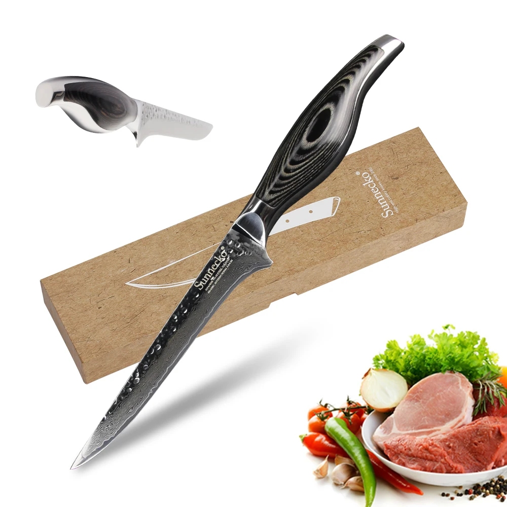

SUNNECKO 6 inch Boning Chef Knife Japanese Damascus VG10 73-Layers Super Steel Kitchen Knives Pakka Wood Handle Cutter Tools