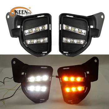 

Okeen Car DRL 12V LED Daytime Running Light Fog Lamp For Toyota HIACE 2014 2015 2016 with yellow turn signal light DRL Fog lamp