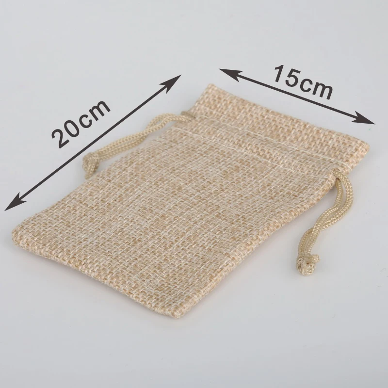 

10pcs 15x20cm Linen Cotton Drawstring Bag Jewelry Bag Decorative bags Christmas/Wedding Gift Pouch Product Packaging Bags