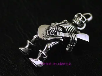 

925 Sterling Silver Skull Rock guitarist Sterling Silver Pendant