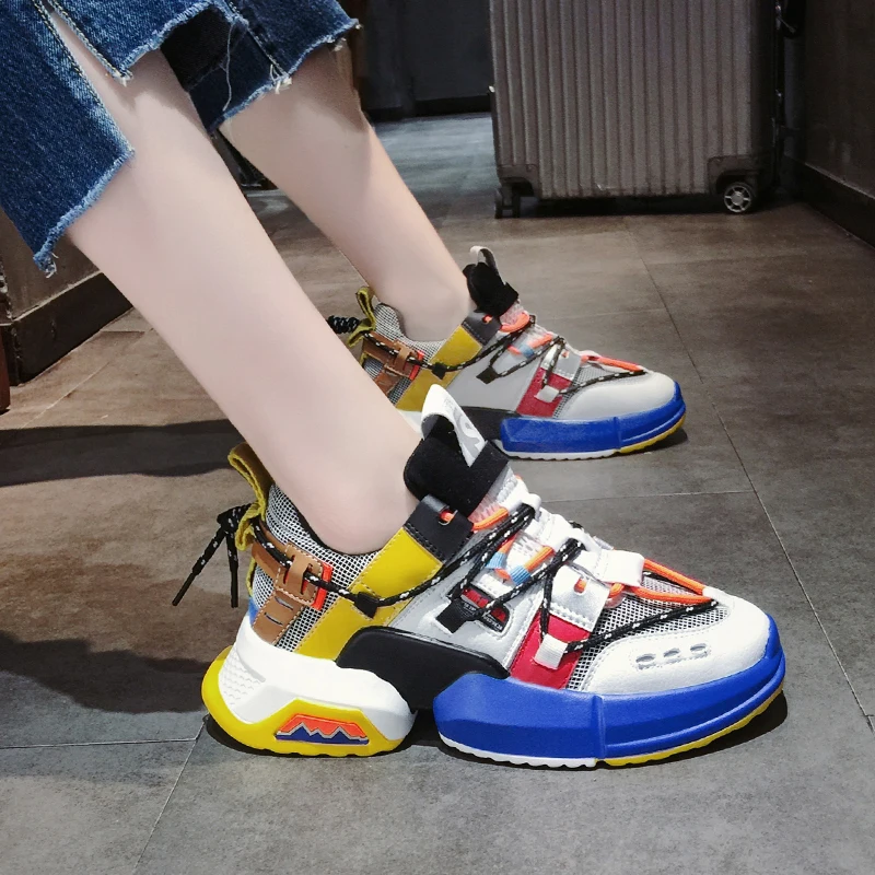 Women Height Increasing Shoe Thick Ladies Platform Sneakers Woman Dad Shoes Chunky Sneakers Cushioning Chaussures Femme