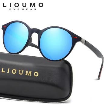 LIOUMO-gafas de sol polarizadas con remaches para hombre y mujer, lentes de sol unisex con remaches, estilo clásico Retro, TR90, patas ovaladas, UV400, 2020