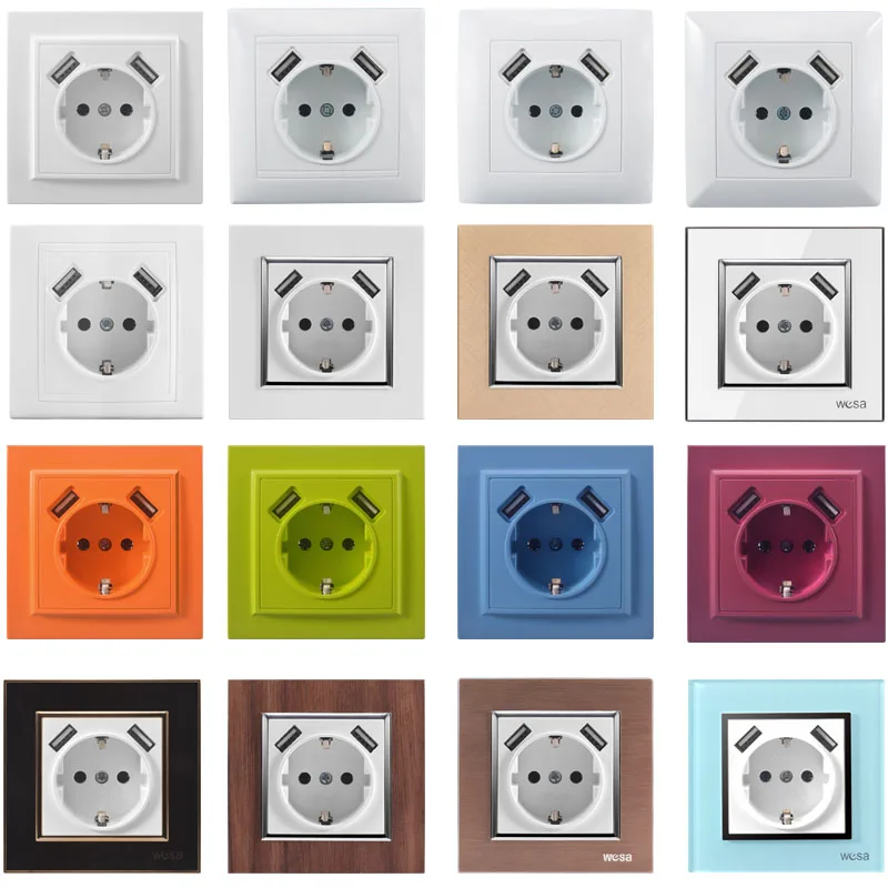 Розетка настенная с двумя USB портами 5 В 2 А|Электрические розетки| |