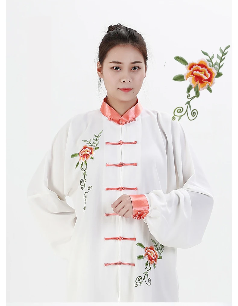 Women Traditional Chinese Clothing Embroidery Long Sleeved Wushu TaiChi KungFu Uniform Suit Uniforms Tai Chi Exercise Clothing