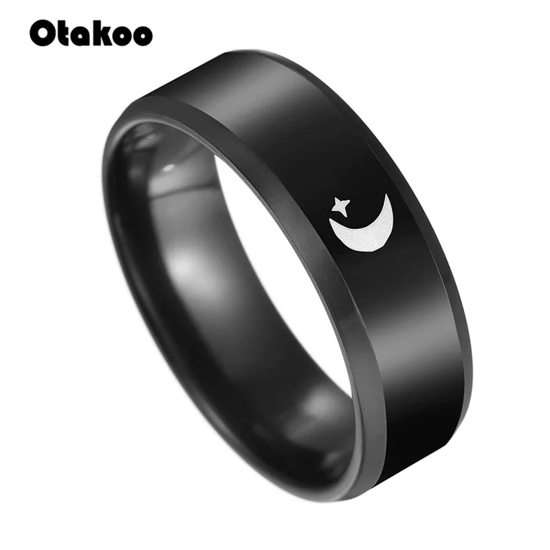 Мусульманское кольцо Otakoo из нержавеющей стали для мужчин мусульманское с Луной и
