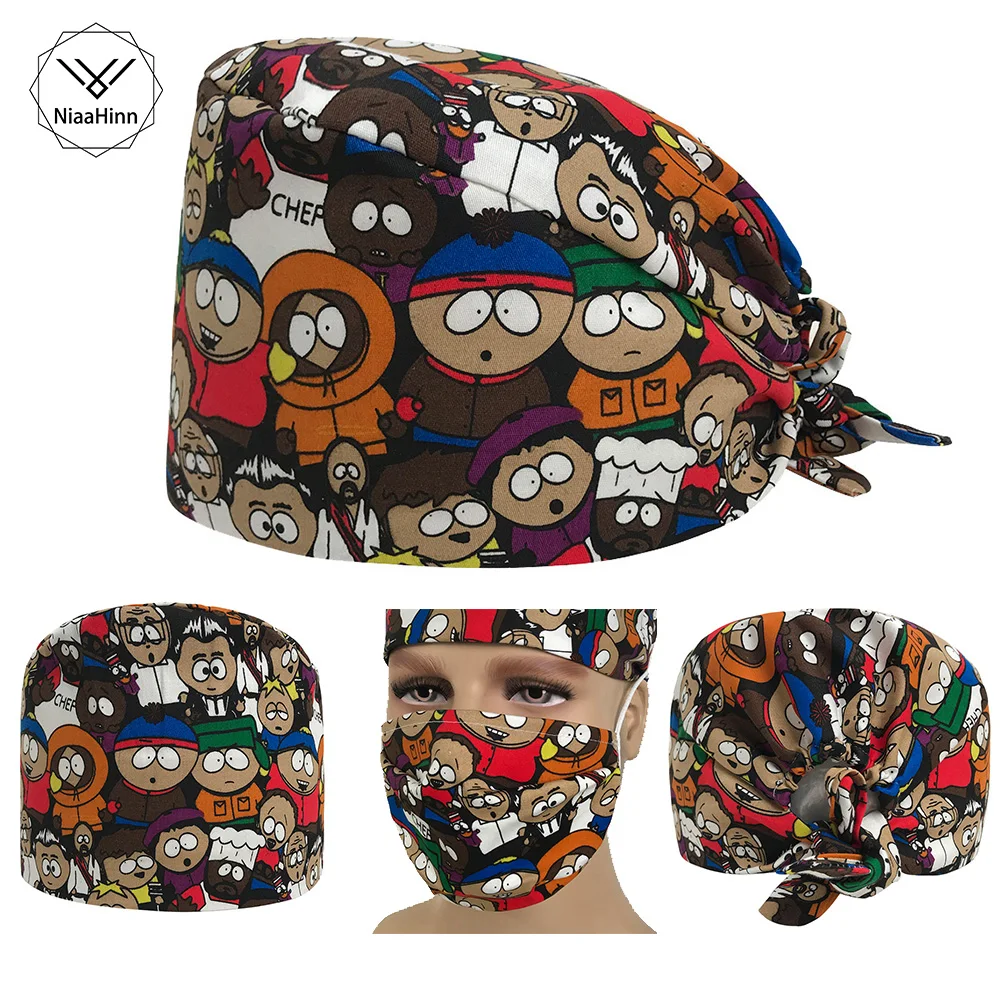 

Womens Surgical Caps for Nurses Pattern Operating Room Surgery Scrub Hats Cute Cartoon Print One Size Tie Tie Back Surgeon Hat