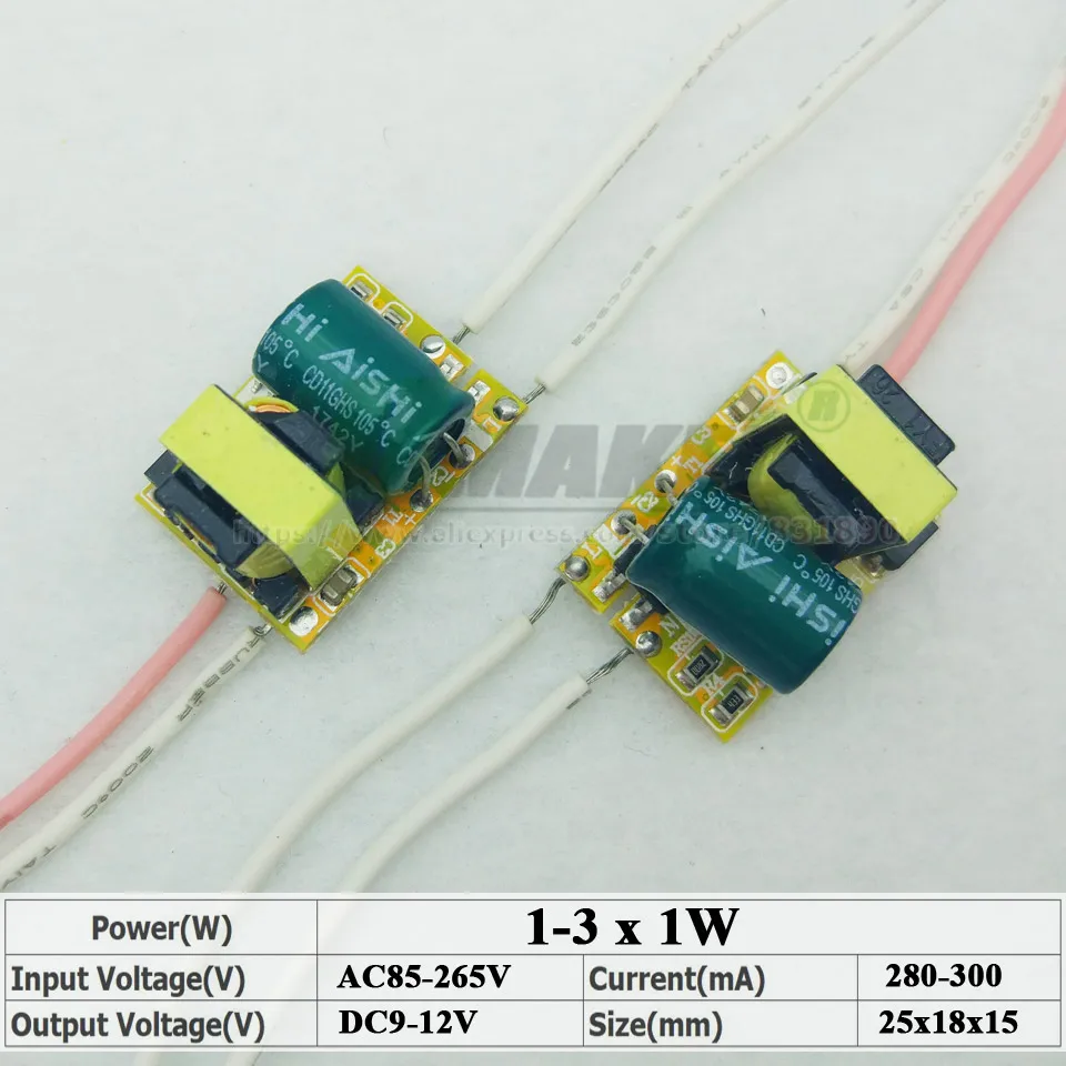 1-36 Вт Светодиодный драйвер вход AC110V/220 В Источник Питания постоянный ток 300 мА IC трансформатор освещения встроенный для DIY светодиодный лампы - Цвет: 1-3x1W