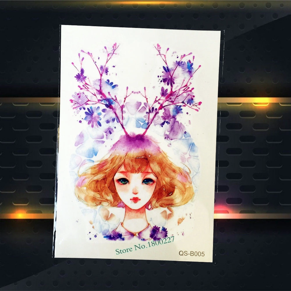

1PC Lovely Sakura Girl Fake Flash Waterproof Tattoo Women Body Art Arm Paint Makeup Beach PQS-B005 Car Styling Home Decor Tattoo