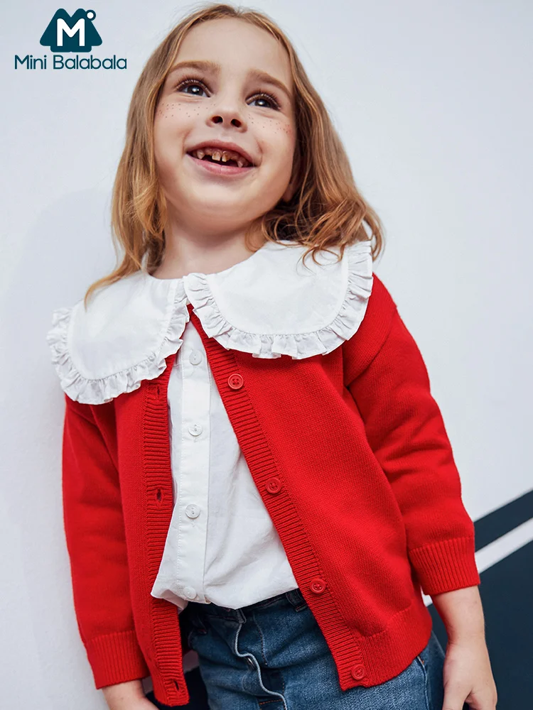 

Mini Balabala Kids Girls Soft Knit Cardigan Children Toddler Girl Sweater Tops with Front Button Spring Autumn Clothes Clothing
