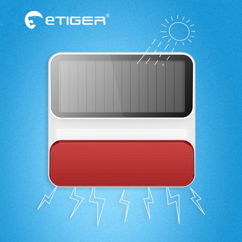 Etiger wireless Solar Siren ES S8A new alarm strobe siren sun power For Alarm S4 S3B