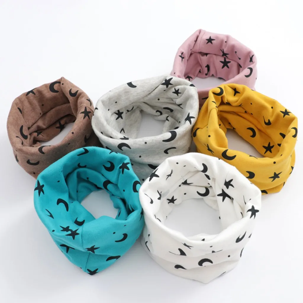 

Kid Girls Boys Cartoon Scarf Pattern Stitching O-ring Baby Scarf Neck Warmer