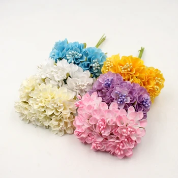 

12pcs/lot 3.5cm Silk Artificial Flower Stamens Chrysanthemum Rose Wedding Decoration DIY Flower Ring Hand Clip Art Flores