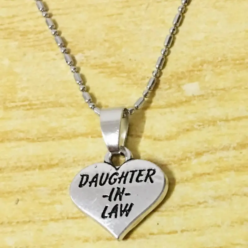 2pcs Crystal Heart Shaped Daughter In Law Necklace Jewelry Gift From Mother Father Girls Birthday Graduation | Украшения и