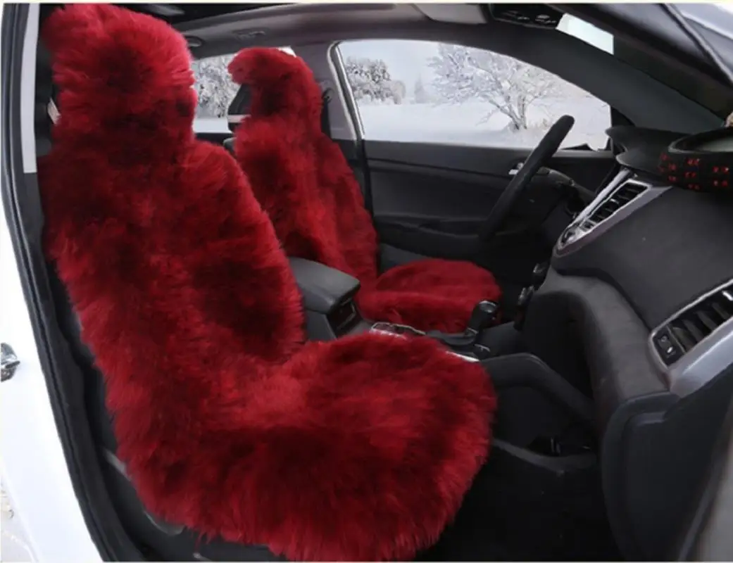 JXLCLYL 100% Australian Pure Natural Fur Seat Cover 5 Seats Whole Vehicle Seat Cover Sheepskin Winter Car Cushion