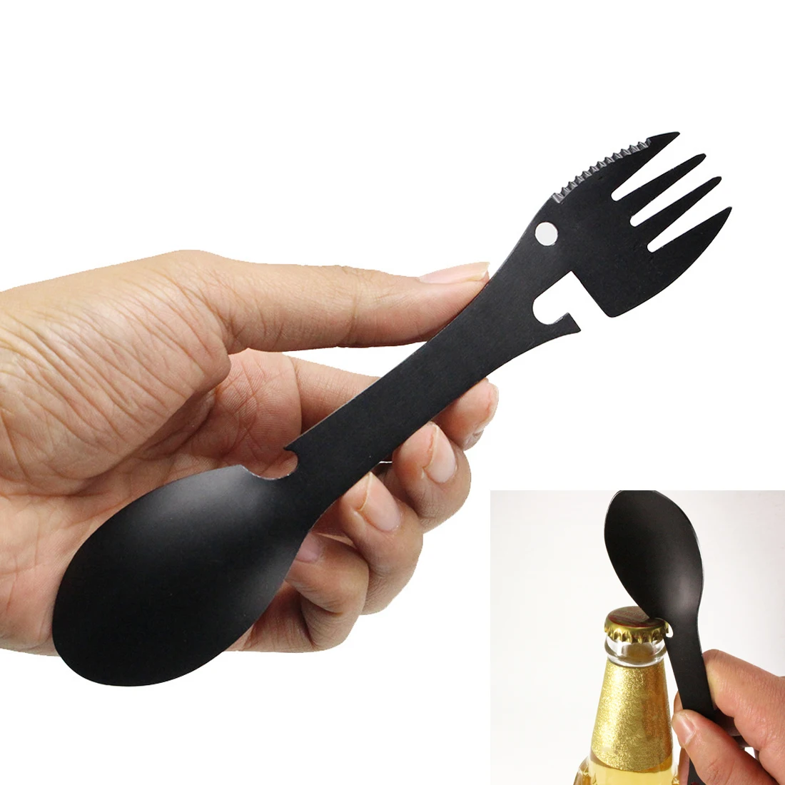 

Brand New EDC Outdoor Mini Portable Spoon Fork Lightweight Titanium Camping Equipment Cutlery Spork Fork Spoon Bottle Opener