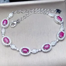 Рубин браслет цепочка 0.35ct* шт. 6 шт. драгоценный камень натуральный рубин 925 sterlingi серебро ювелирные украшения# BL18120614