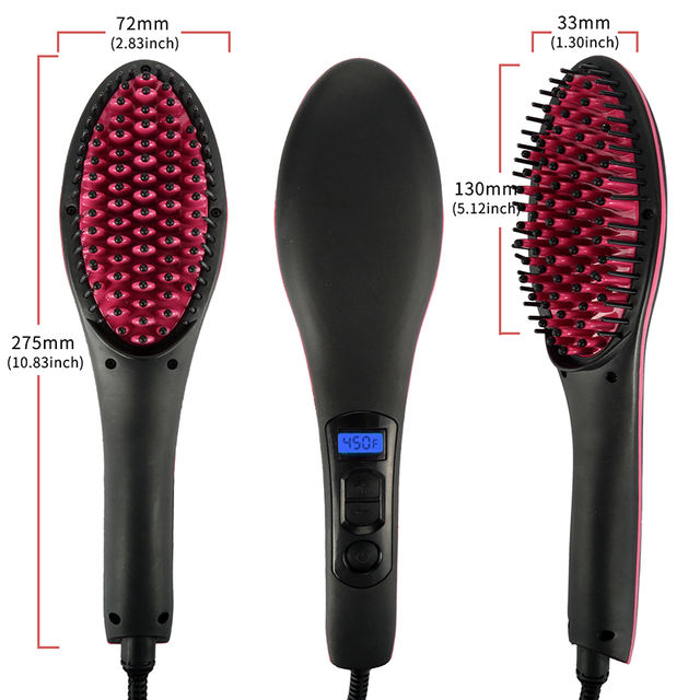 Ceramic Hair Straightener Brush Fast Straightening hair Electric Comb Flat Iron LCD Display Digital Heating hair Brush