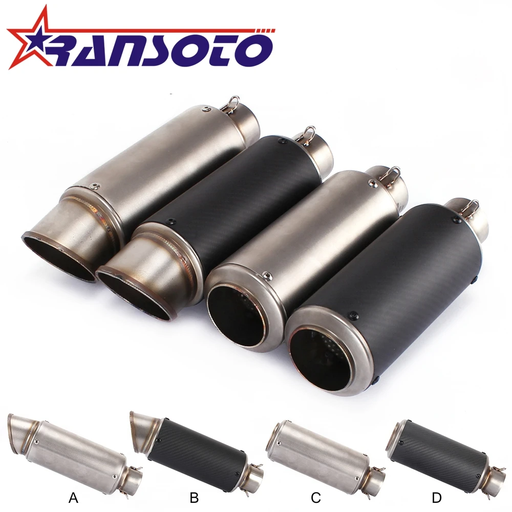 

RANSOTO 51mm Universal Motorcycle Exhaust Muffler Modified Exhaust Stainless Steel Carbon Fiber Fit Most Motorcycle bike