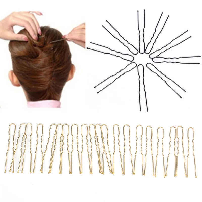 20pcs/lot Black/golden U Shaped Hairpin Hair Clips Bobby Pins Metal Barrette Women Dish Tools
