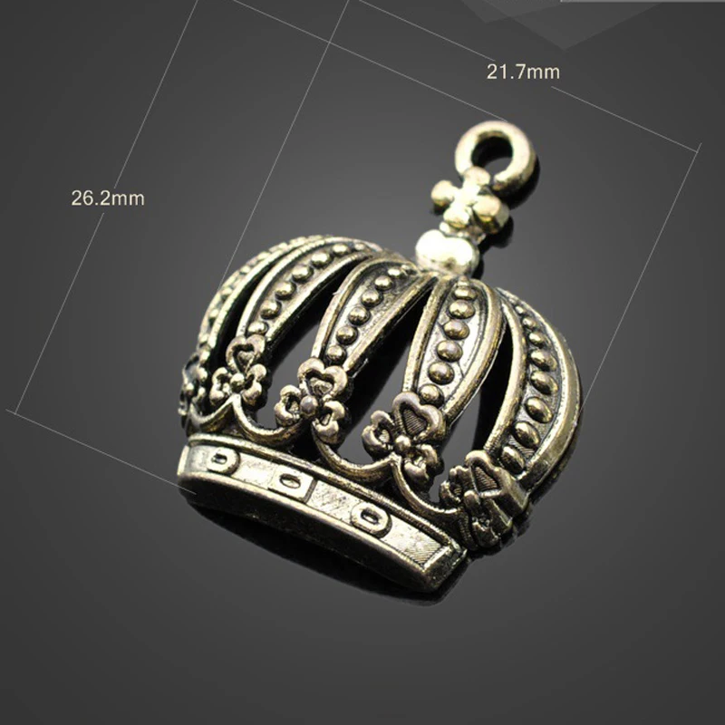 5pcs High quality New Antique Bronze Retro Crown Charm pendant For