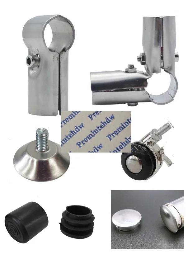 

4Pcs/Lot Stainless Steel 1" 25mm Round Pipe Fittings Heavy Tube Clamp Holder Joint Connector elbow Tee Clothes Shelf Joint