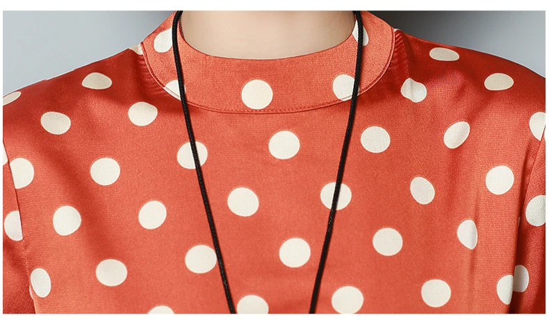 Осенняя рубашка с волнистыми женские точками модные топы и блузки длинный рукав плюс размер 3XL шифоновая рубашка блузка женские блузки 1055 40