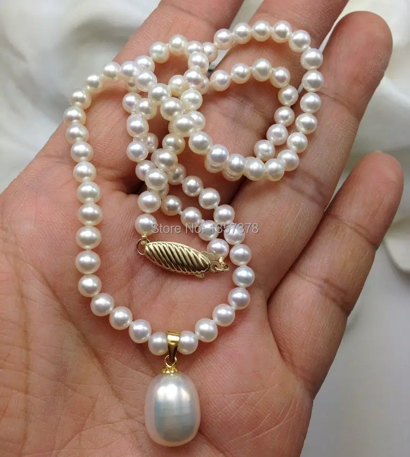 

bjc 000587 18k Gold AAAA Freshwater Pearl Necklace & Pendant