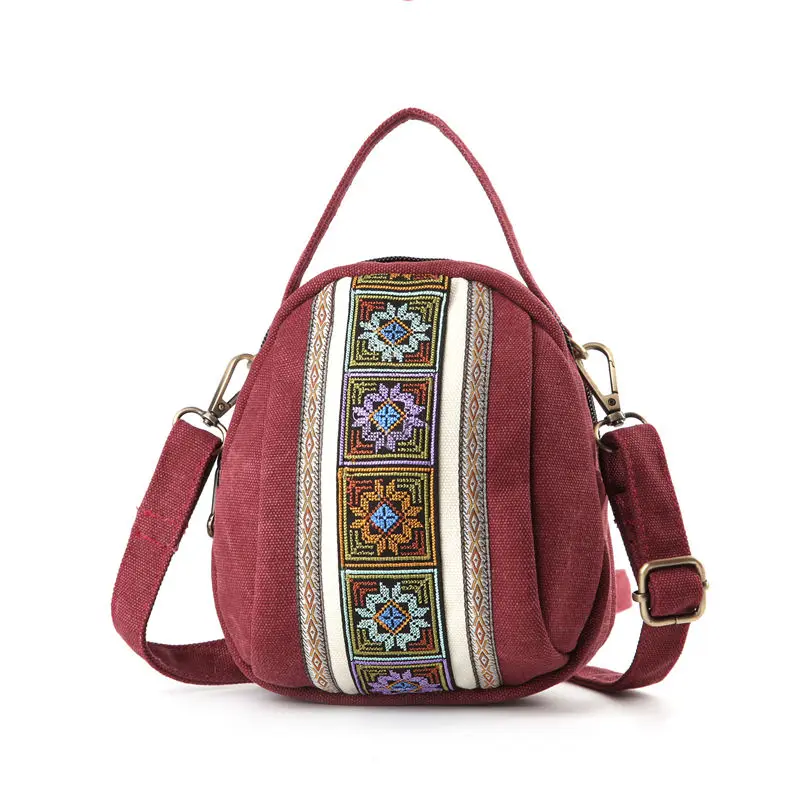 Женские сумки через плечо в этническом стиле бохо, летние холщовые сумки-тоут для путешествий, ретро кошельки с цветочной вышивкой