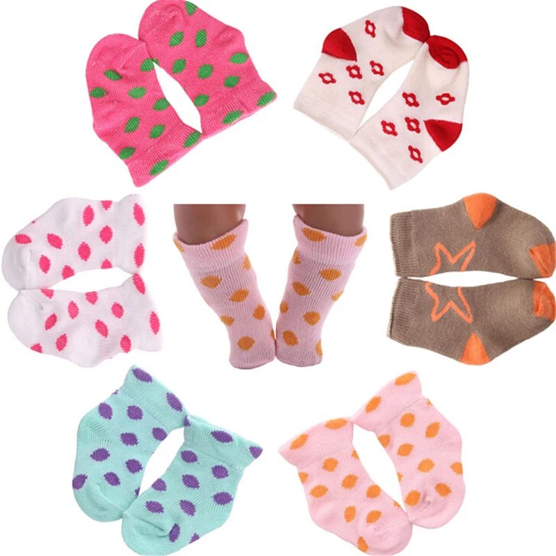 

Lovely Cute Polka Dot Pattern Socks For 18 Inch 43cm new Doll Random Color