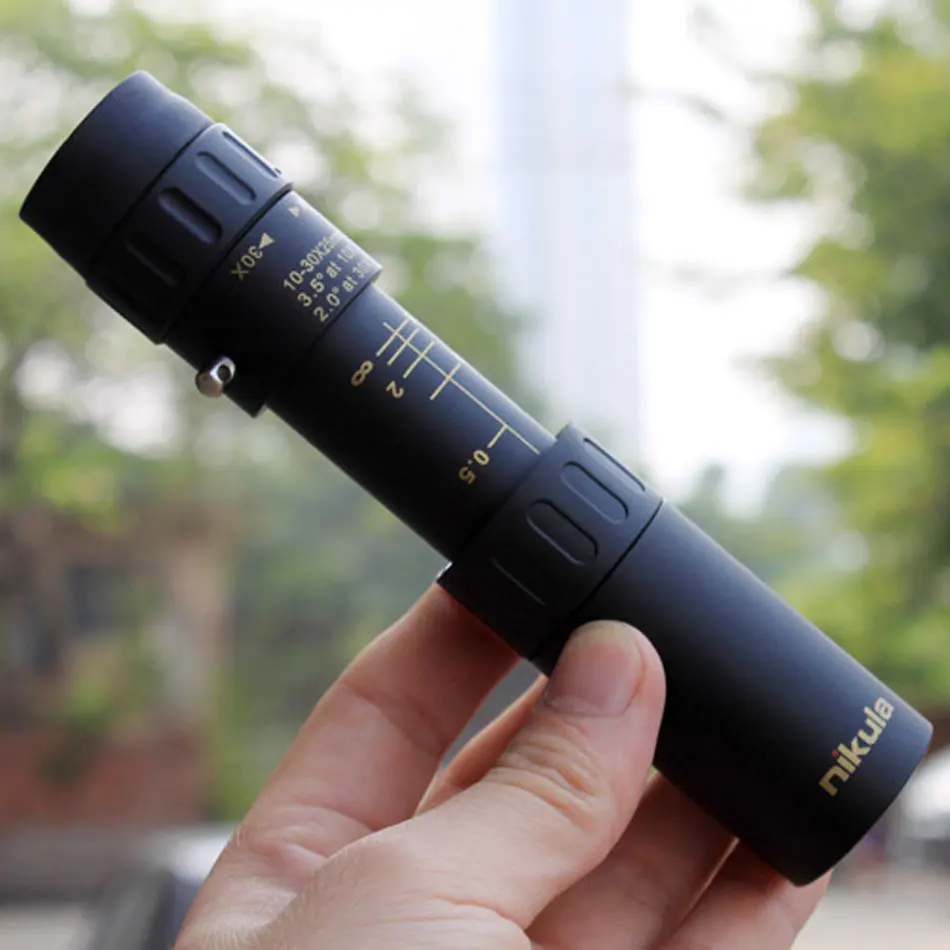 Mini 10-30x25 Zoom Optical Monocular Telescope for Outdoor Camping Travel Black 