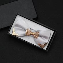 Галстук-бабочка для мужчин Тонкий Модный деловой Свадебный галстук-бабочка Мужская рубашка однотонный галстук-бабочка с подарочной коробкой