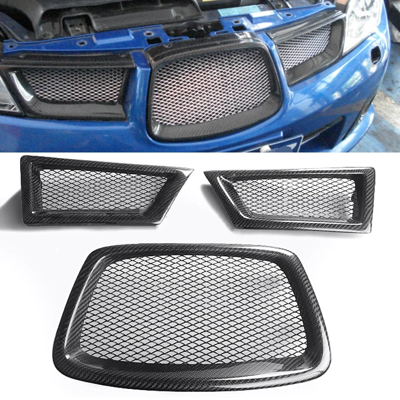 

For Subaru 3pcs/set High Quality Carbon Fiber Front Mesh Grille W28012 For Impreza WRX STi 9th 2006-2007