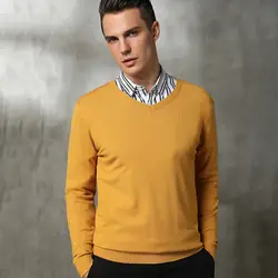 Человек кашемировый пуловер и шерсти Вязание свитера 2018 Зима Новое поступление Для мужчин Джемперы мужской шерстяной Vneck стандартная
