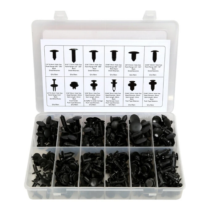 

240pcs Car Body Retainer Push Type Pin Rivet Trim Clip Panel Moulding Assortment Screw Bolt Accessories