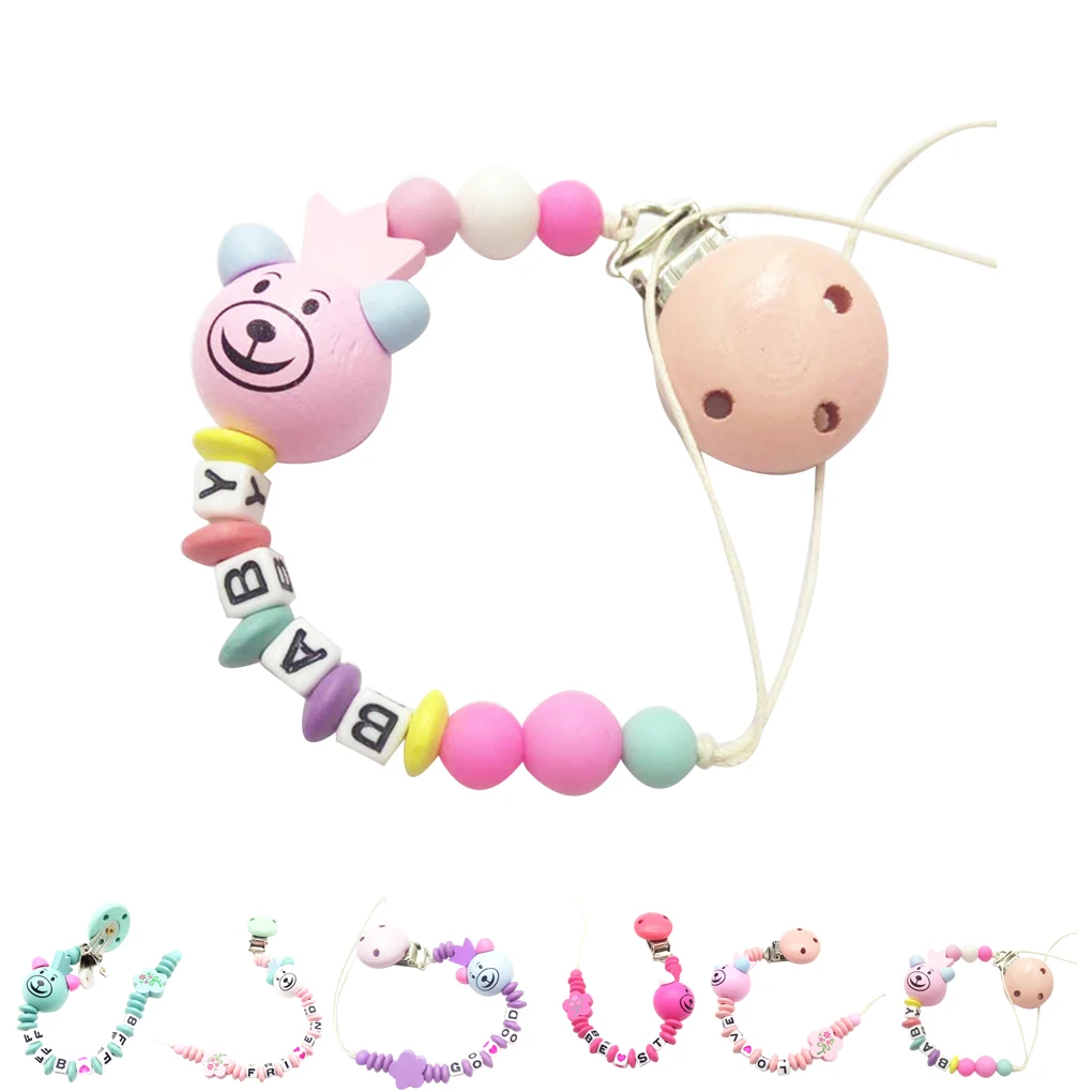 Baby Silicone Teething Pacifier Clip Bead Infant Soother Nipple Strap Gift