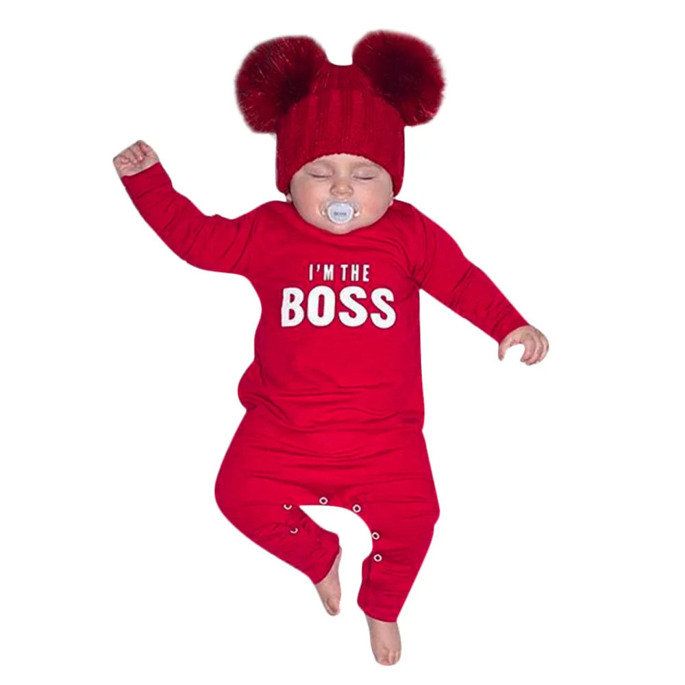 

Newborn Infant Rompers Baby Boy Girls Long Sleeve Letter Print Romper Jumpsuit Autumn Winter Clothes Outfits vetement enfant fil