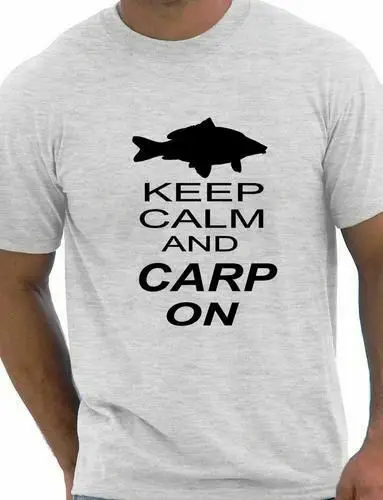 Keep Calm And Карп на мужские Смешные рыбалка Рыболовство футболка подарок Размеры S-XXL дешево оптом футболки, 100% хлопок для человека 2019 Красивые