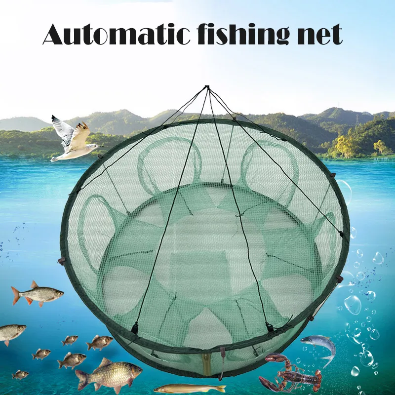 Новая автоматическая рыболовная сеть ловушка клетка круглой формы Прочный Открытый для крабов Раков Омаров BN99