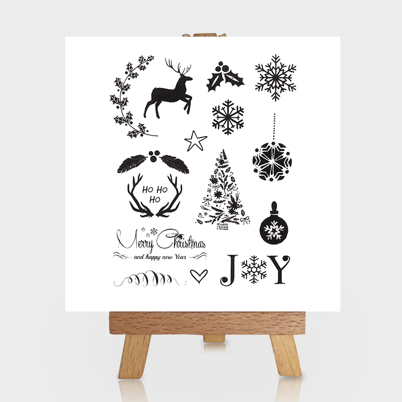 

Christmas Deer Snowflake Clear Stamps Scrapbooking DIY Silicone Seals Photo Album Embossing Folder Paper Maker Template Crafts