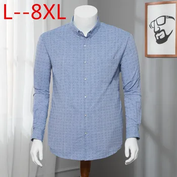 

8XL 6XL 2018 new best selling men's shirt printing men's casual slim long-sleeved shirt solid color printed long-sleeved shirt