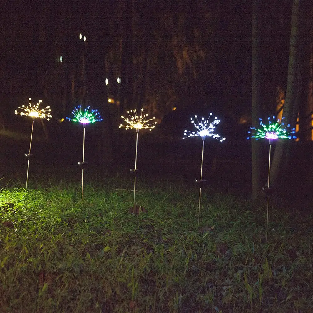 

TPFOCUS 2Pcs Solar Copper Wire Fireworks Lights with 8 Functions for Garden Lawn Decor