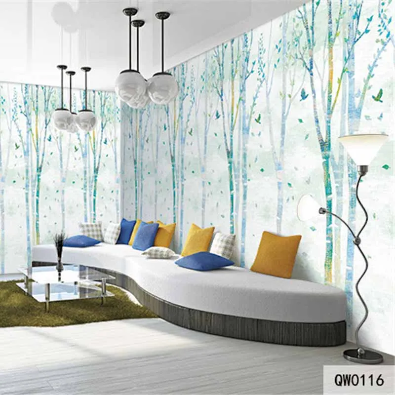 

Custom 3D Print DIY Fabric &Textile Wallcoverings For Walls Cloth Abstract Trees Leave Washable Matt Silk For Living Bedroom Top