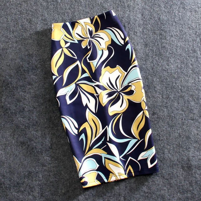 Women Skirts Print Flowers Fashion Pencil Skirt Casual Skirts Plus Size Faldas Mujer Jupe Femme