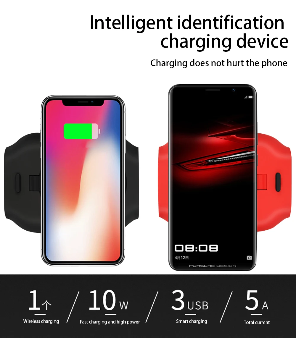 Ascromy 3 USB Fast QI Wireless Charger Stand For Apple iPhone X 8 Plus Samsung Galaxy S9 S8 Note 8 9 Induction Charging Pad 10 W (2)