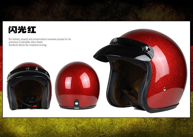 Новые мотоциклетные шлемы Ретро винтажный мотоцикл крейсер для чоппера и скутера кафе гонщик 3/4 шлем с открытым лицом Casco Moto