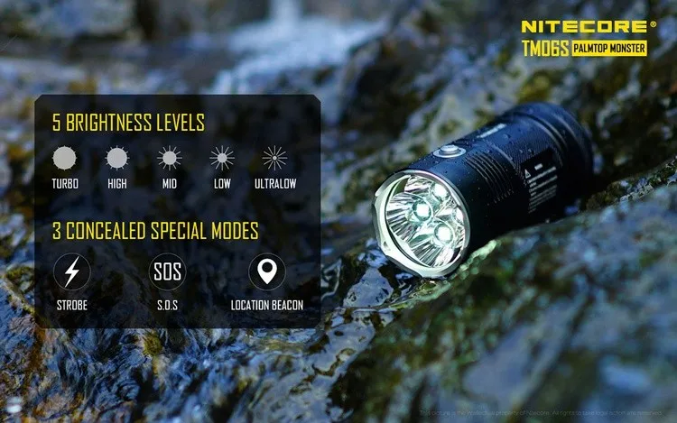 Nitecore tm06s CREE XM-L2 U3 LED 4000 LMS светодиодный фонарик Водонепроницаемый светодиодный фонарик для Шестерни Открытый/Поиск Кемпинг Бесплатная