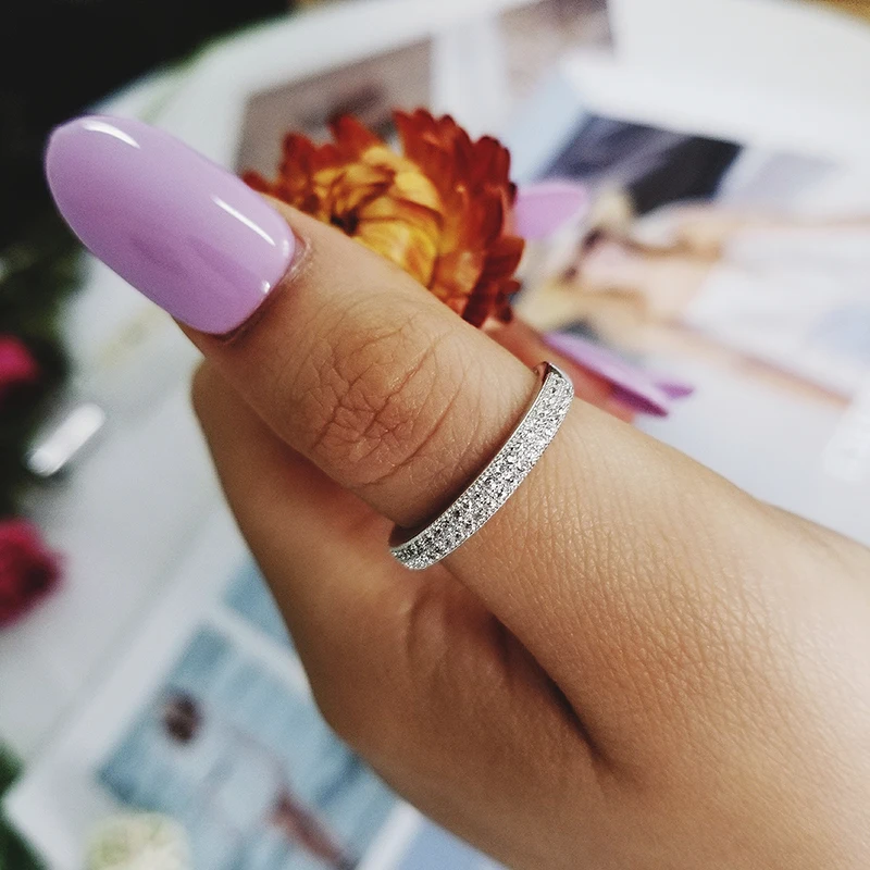 Solid Real 925 Sterling Silver Wedding eternity band Ring For women finger jewelry personalized R779A
